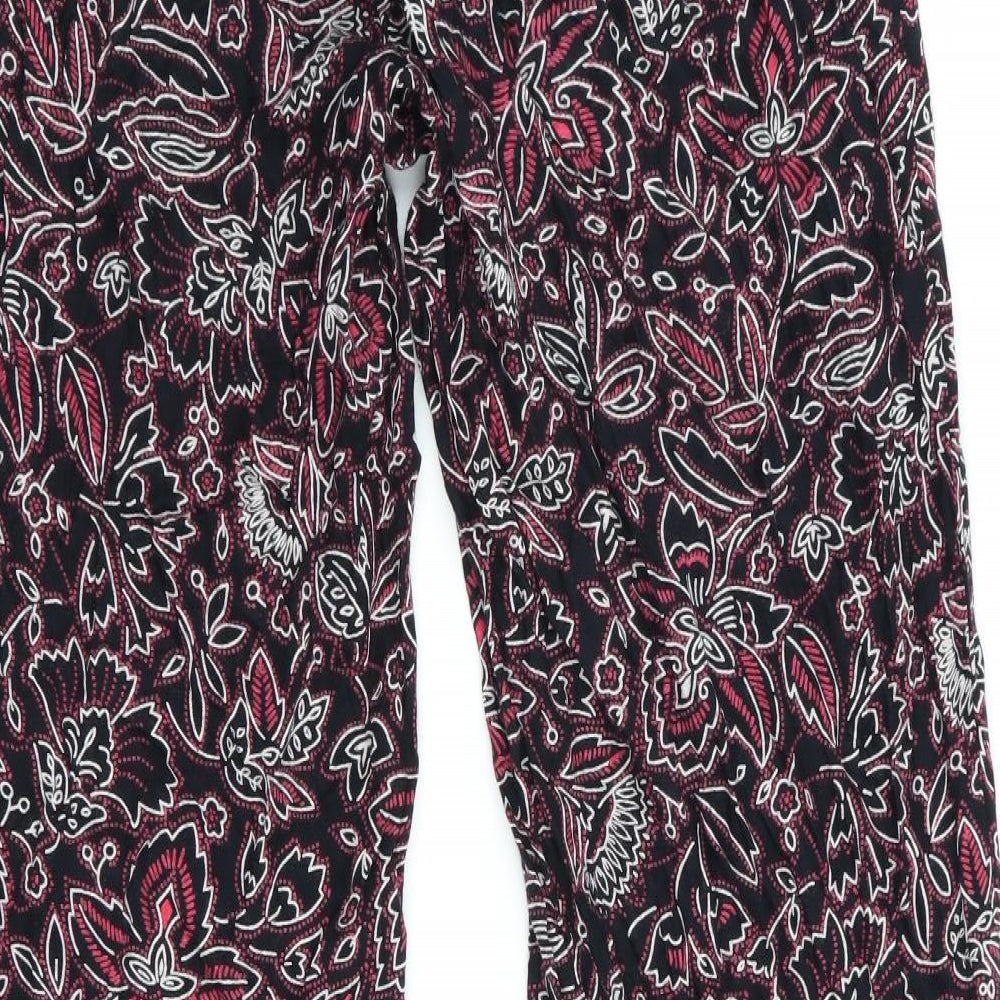 ASOS Swim Womens Black Floral  Trousers  Size 10 L29 in - Wide Legged
