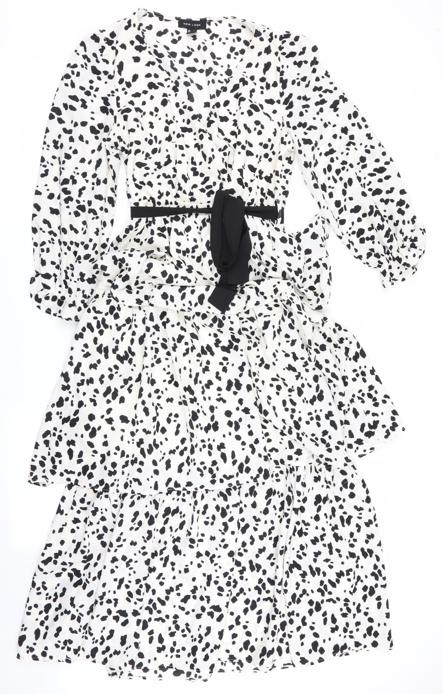 New Look Womens Black Animal Print  Fit & Flare  Size 8
