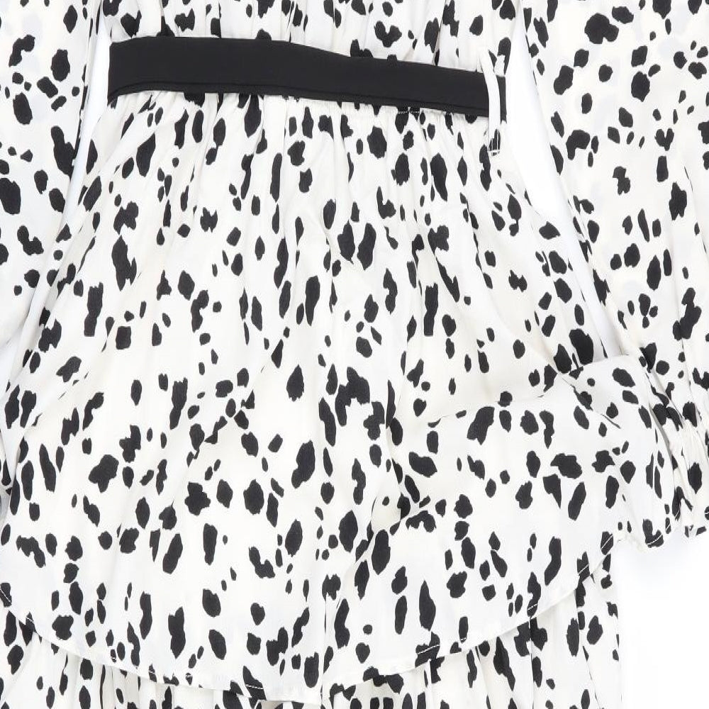 New Look Womens Black Animal Print  Fit & Flare  Size 8