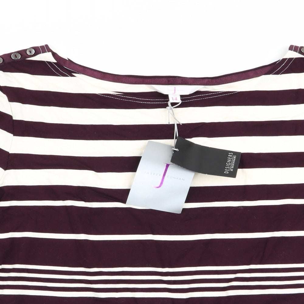 Jasper Conran Womens Purple Striped  Tunic T-Shirt Size 14