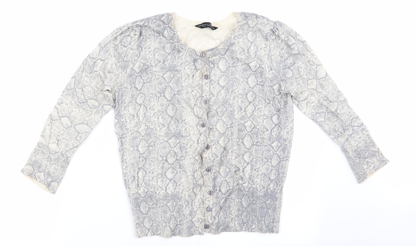 Dorothy Perkins Womens Grey Animal Print  Cardigan Jumper Size 14