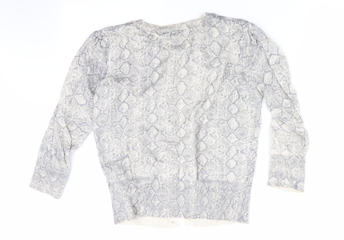 Dorothy Perkins Womens Grey Animal Print  Cardigan Jumper Size 14