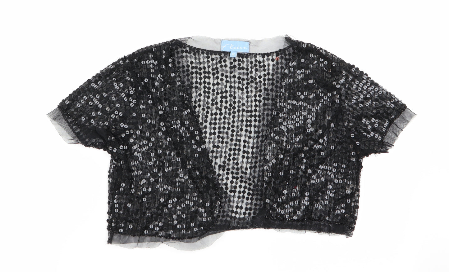 Fleur Womens Black   Shrug Jumper Size 12  - Sequins all over