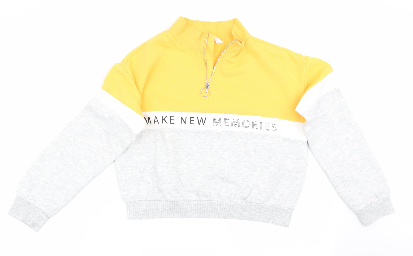 H&M Girls Yellow Colourblock  Pullover Sweatshirt Size 10-11 Years  - Make new memories