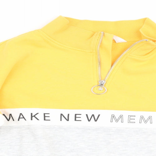 H&M Girls Yellow Colourblock  Pullover Sweatshirt Size 10-11 Years  - Make new memories