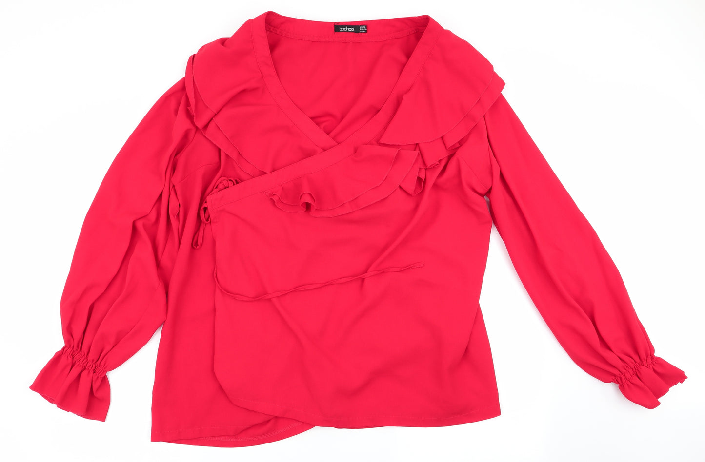 Boohoo Womens Red   Wrap Blouse Size 22