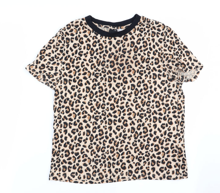 Divided Womens Beige Animal Print Basic T-Shirt Size 10