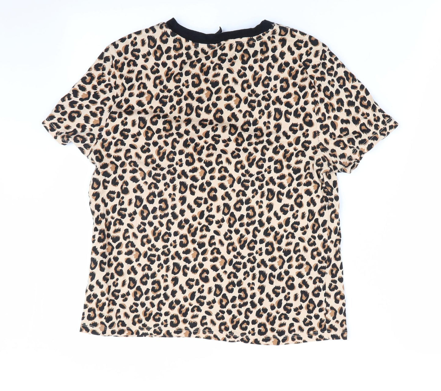 Divided Womens Beige Animal Print  Basic T-Shirt Size 10