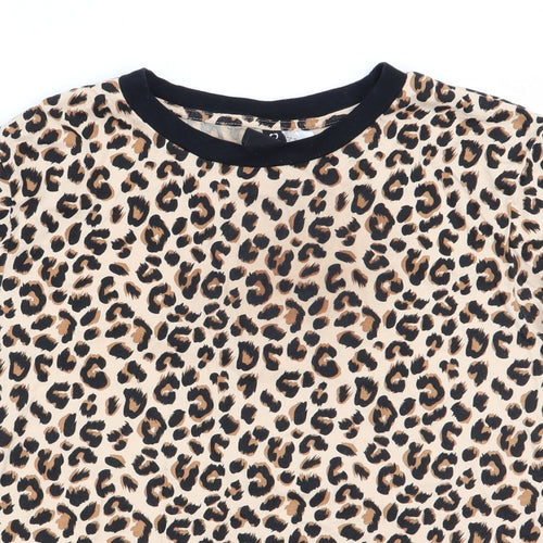 Divided Womens Beige Animal Print  Basic T-Shirt Size 10