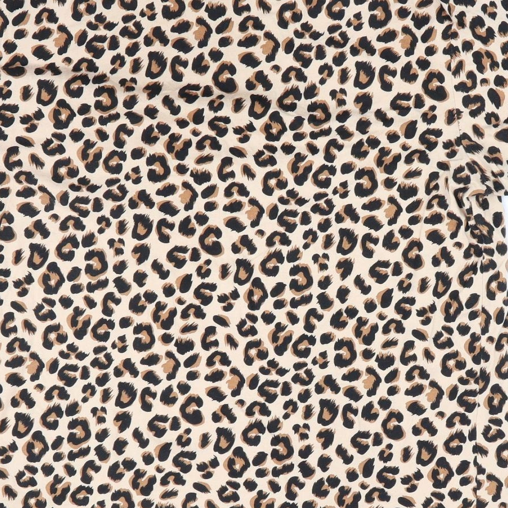 Divided Womens Beige Animal Print  Basic T-Shirt Size 10