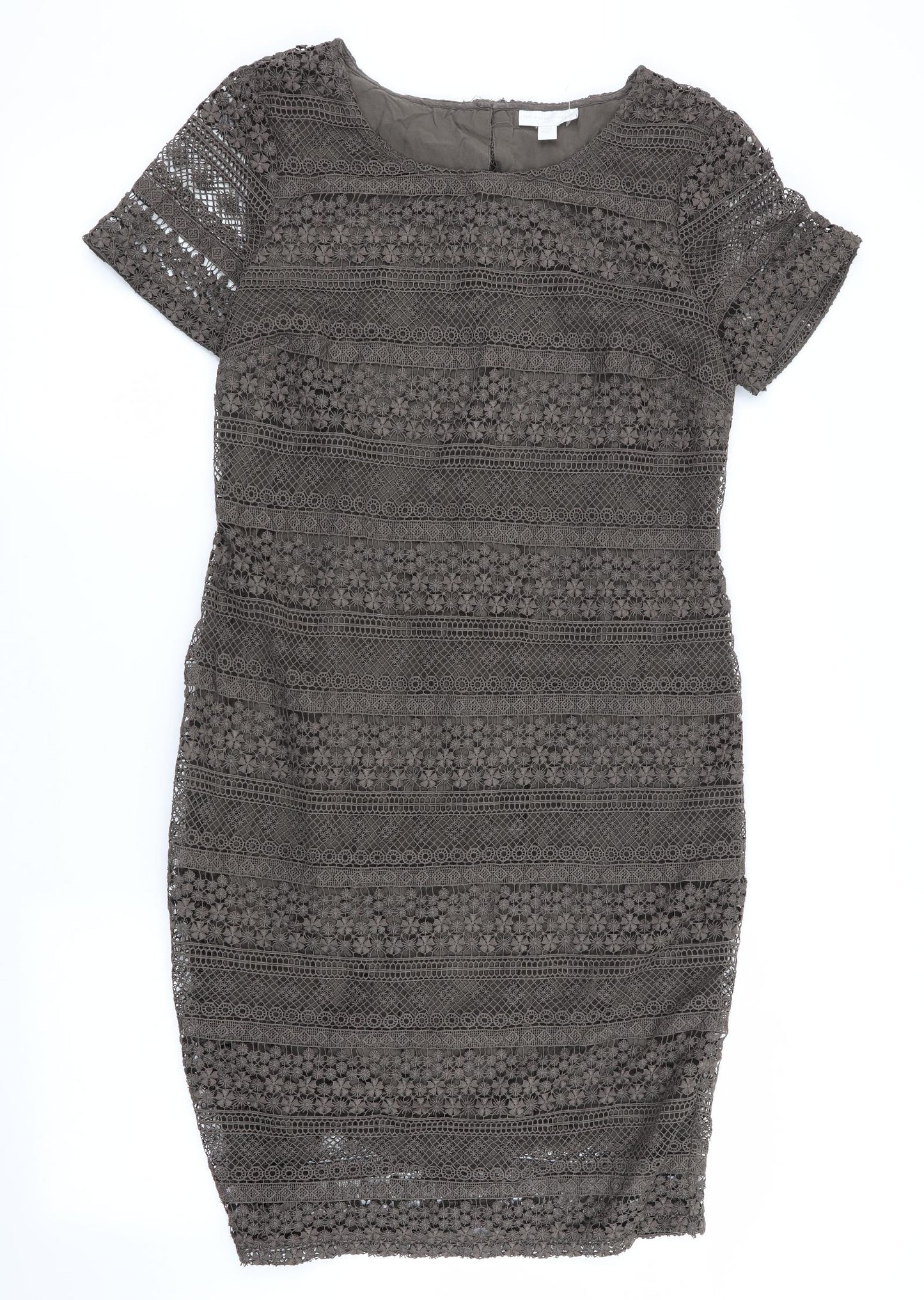 The White Company Womens Brown Floral  Shift  Size 12  - Lace Overlay Dress