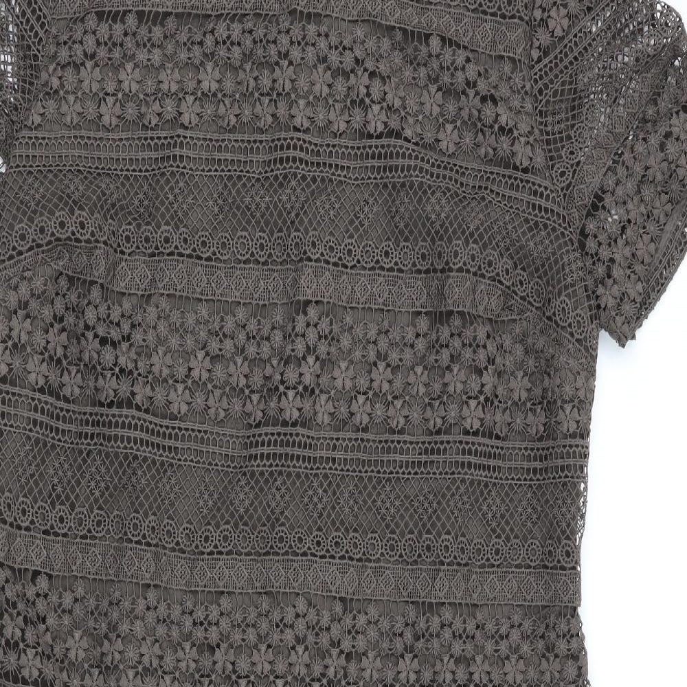 The White Company Womens Brown Floral  Shift  Size 12  - Lace Overlay Dress