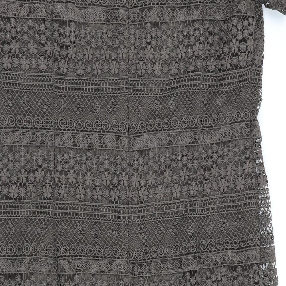 The White Company Womens Brown Floral  Shift  Size 12  - Lace Overlay Dress