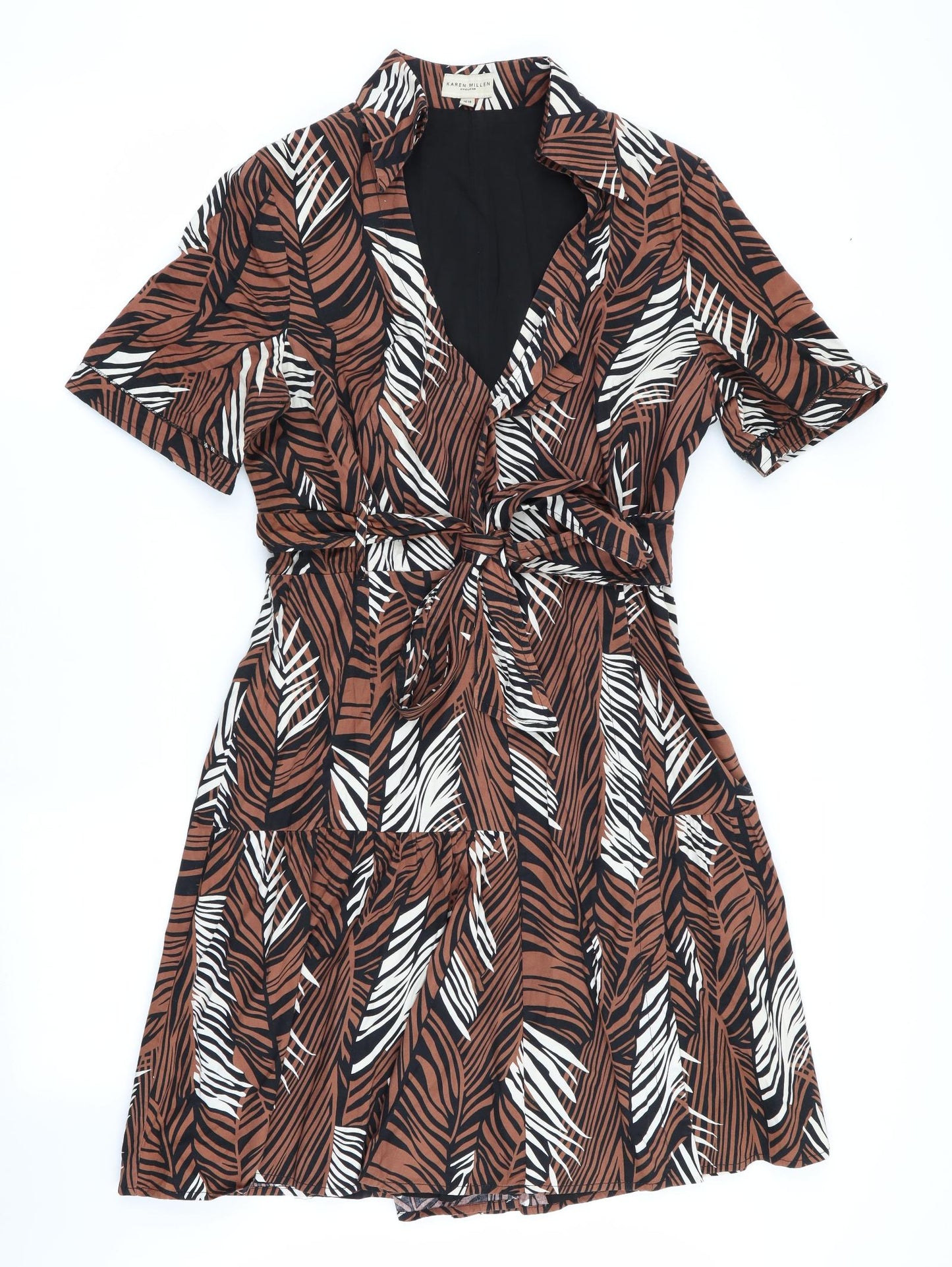Karen Millen Womens Brown Floral  Fit & Flare  Size 14