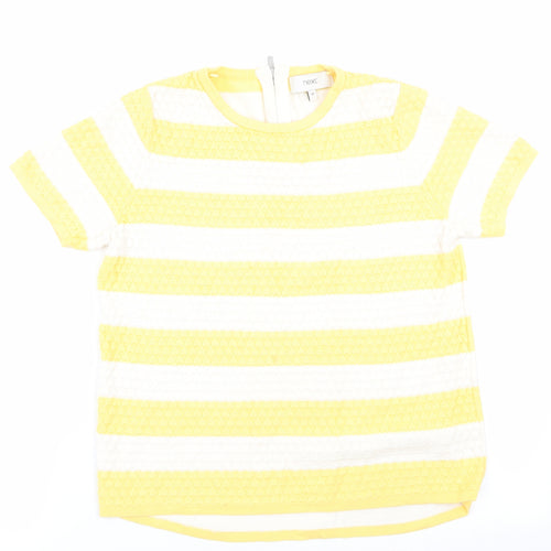 NEXT Womens Yellow Striped  Pullover Jumper Size 10  - Back Zip