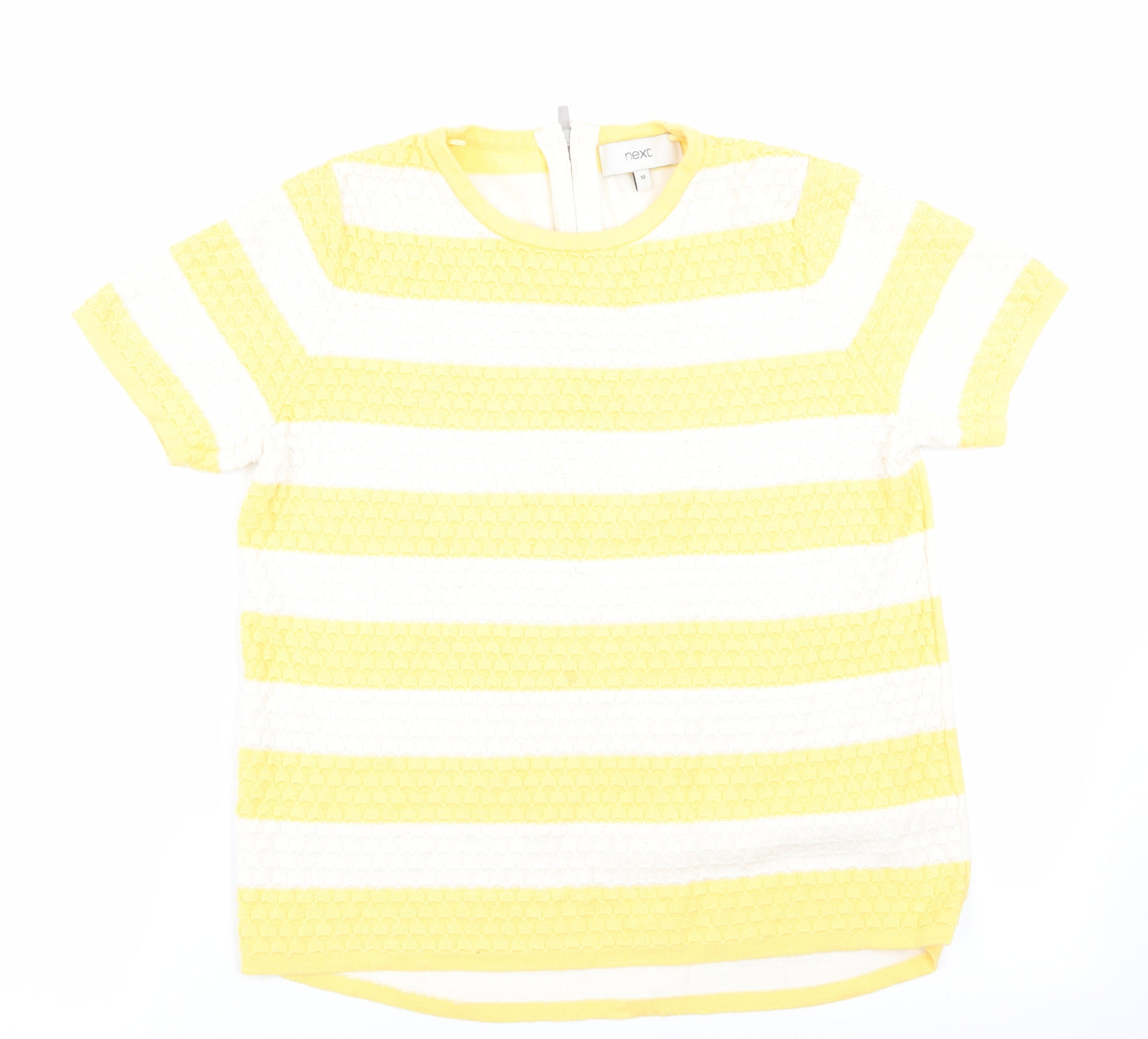 NEXT Womens Yellow Striped  Pullover Jumper Size 10  - Back Zip
