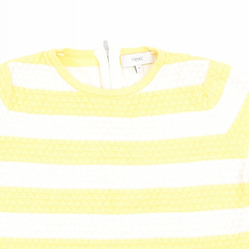 NEXT Womens Yellow Striped  Pullover Jumper Size 10  - Back Zip