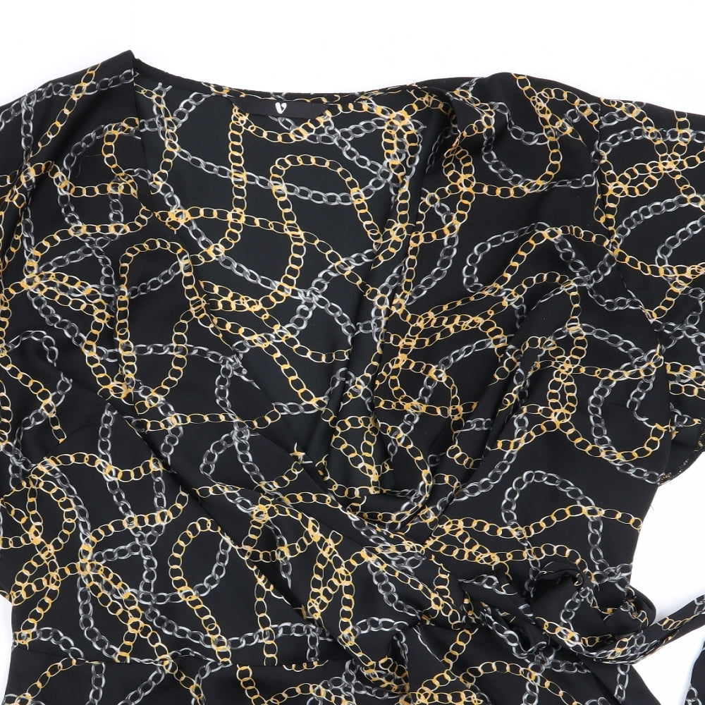 V by Very Womens Black Geometric  Basic Blouse Size 18