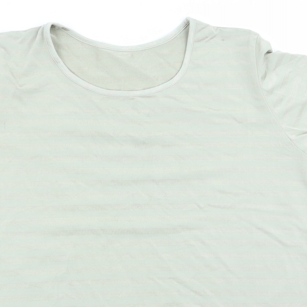 Preworn Womens Green Striped  Basic T-Shirt Size 12