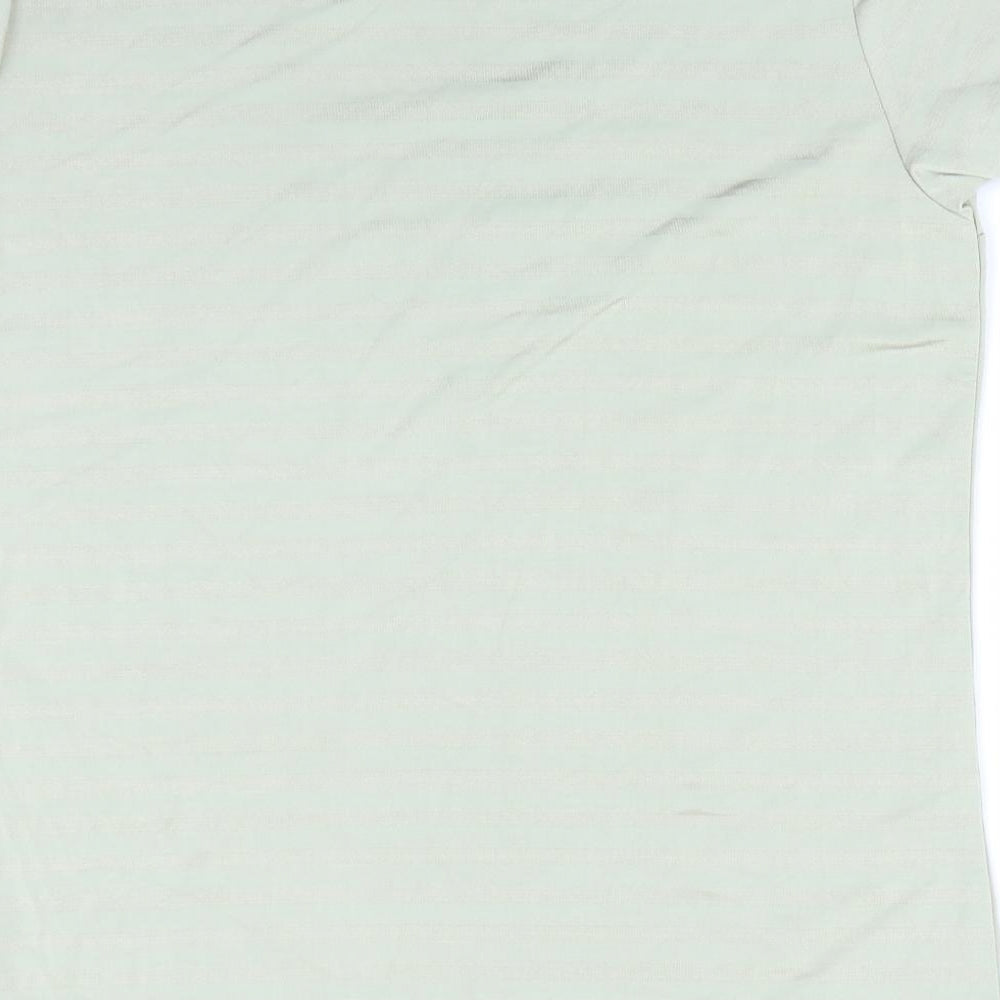 Preworn Womens Green Striped  Basic T-Shirt Size 12