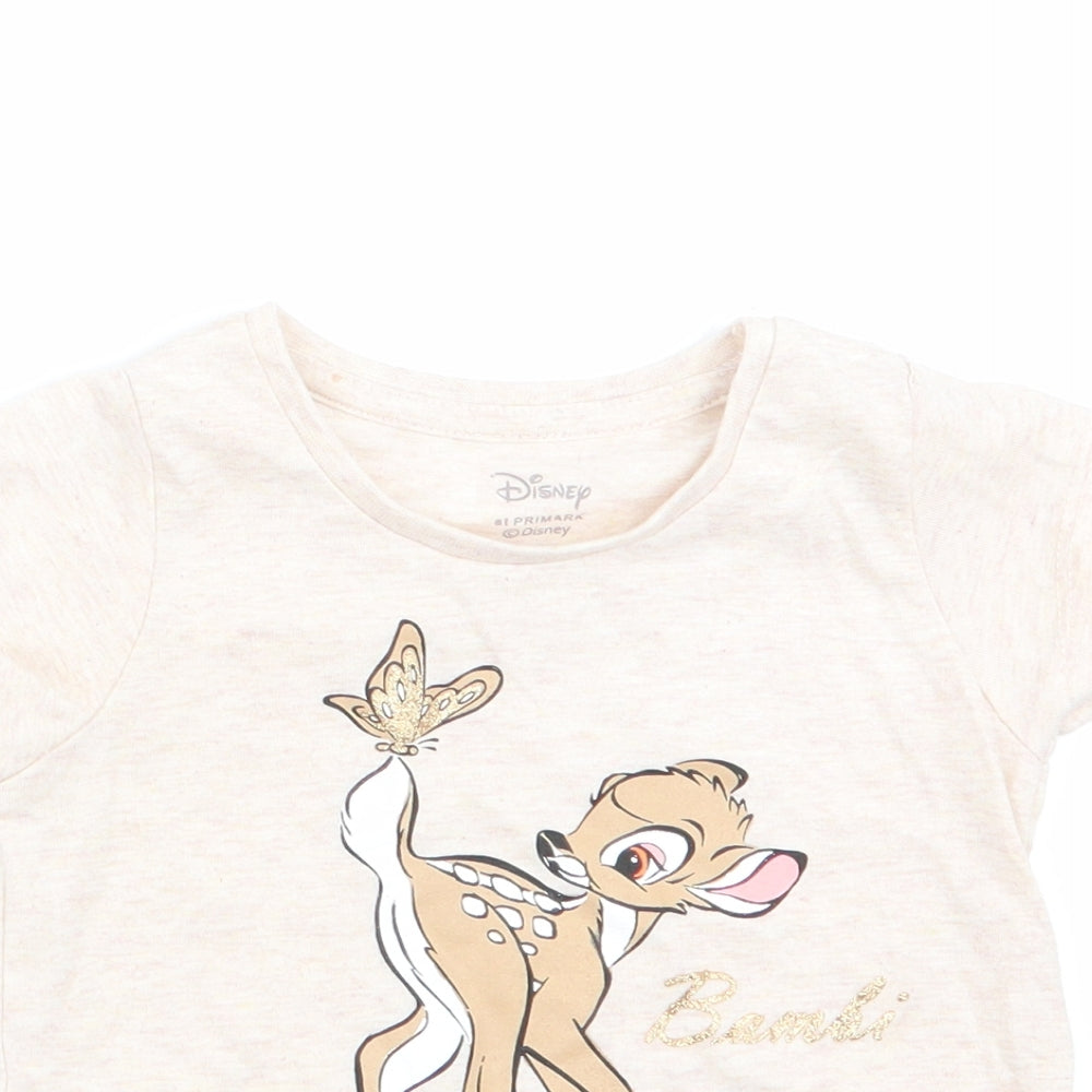 Disney b Girls Beige Animal Print  Basic T-Shirt Size 9-12 Months  - Bambi