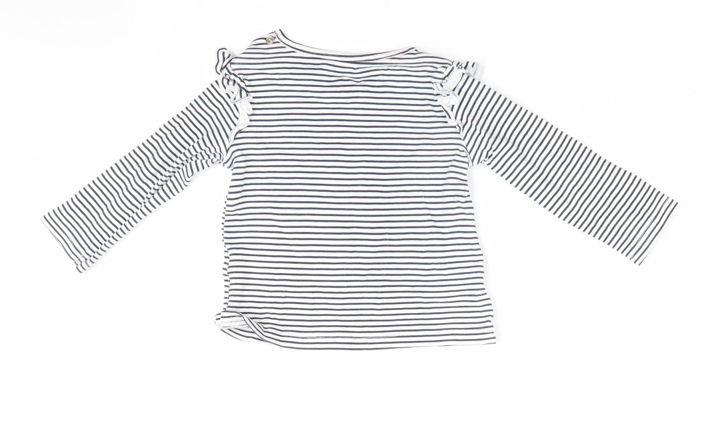 Baby Club Girls Blue Striped  Basic T-Shirt Size 9-12 Months  - Heart Print