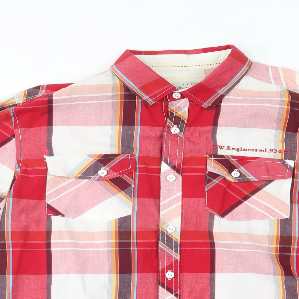Primark Mens Red Plaid   Button-Up Size M