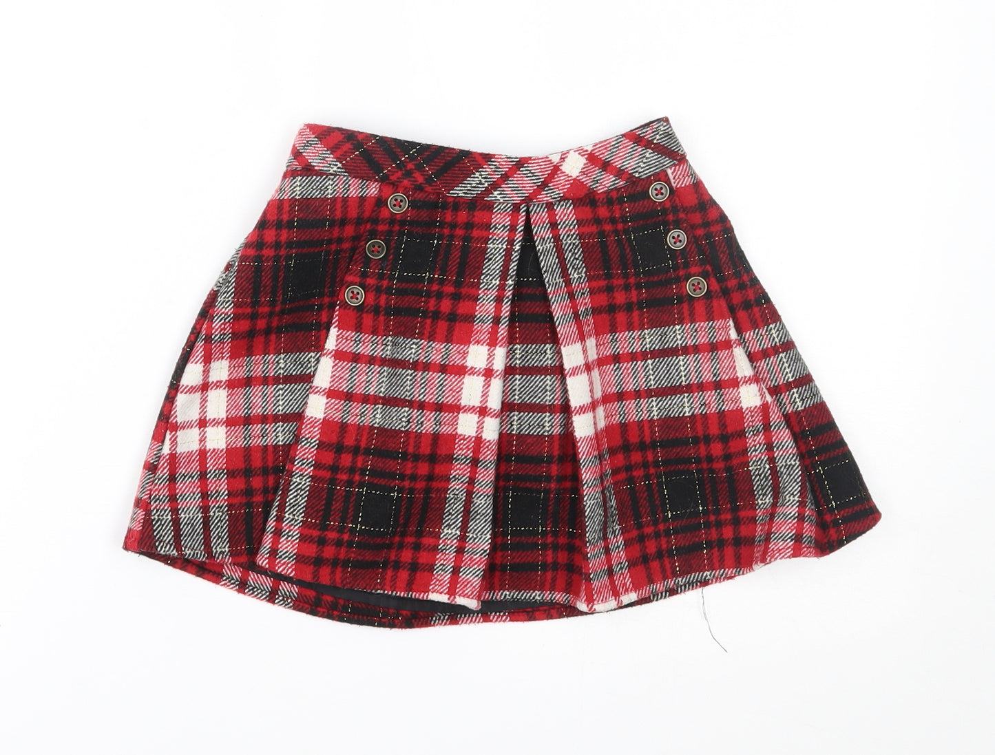 Nutmeg Girls Red Plaid  Pleated Skirt Size 3-4 Years