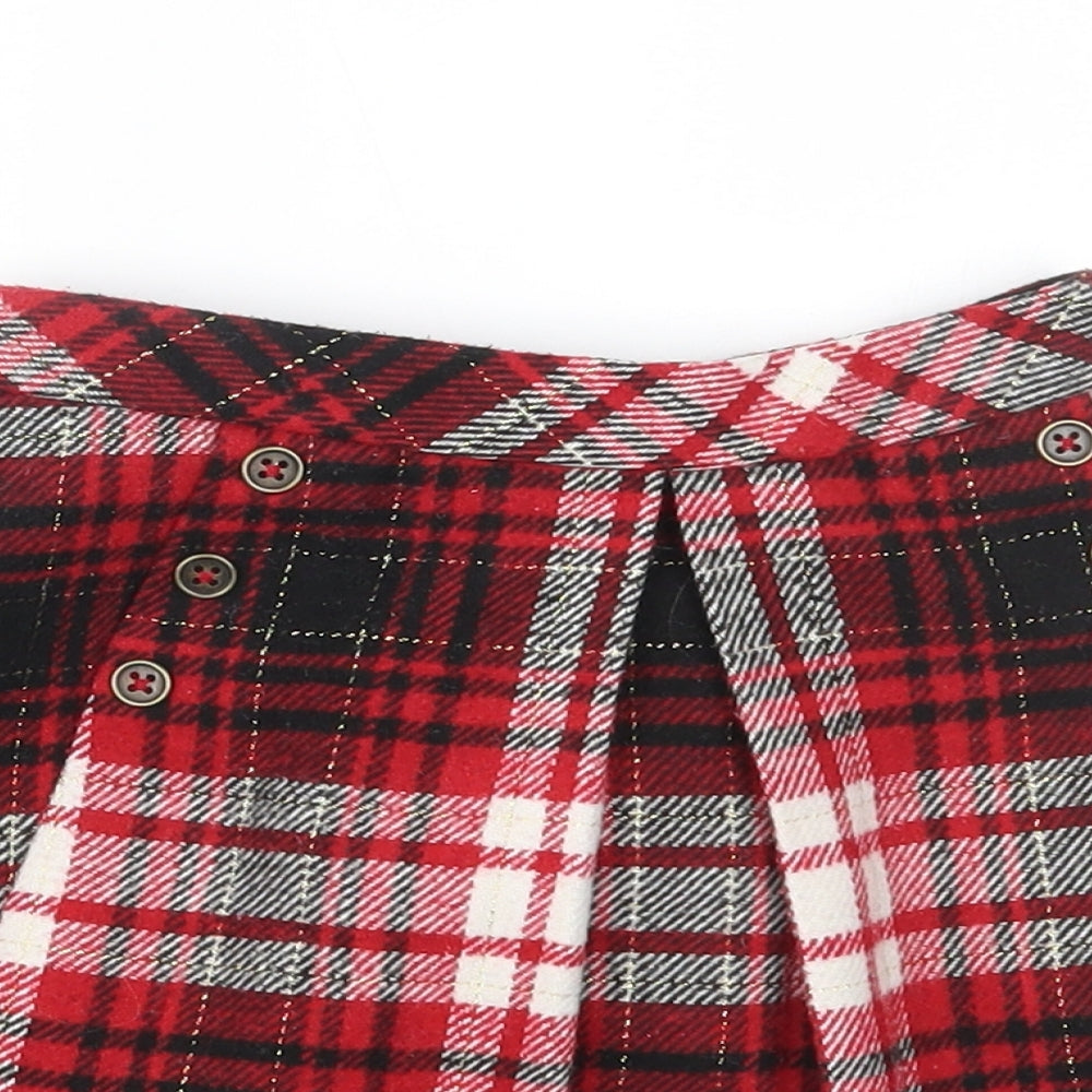 Nutmeg Girls Red Plaid  Pleated Skirt Size 3-4 Years