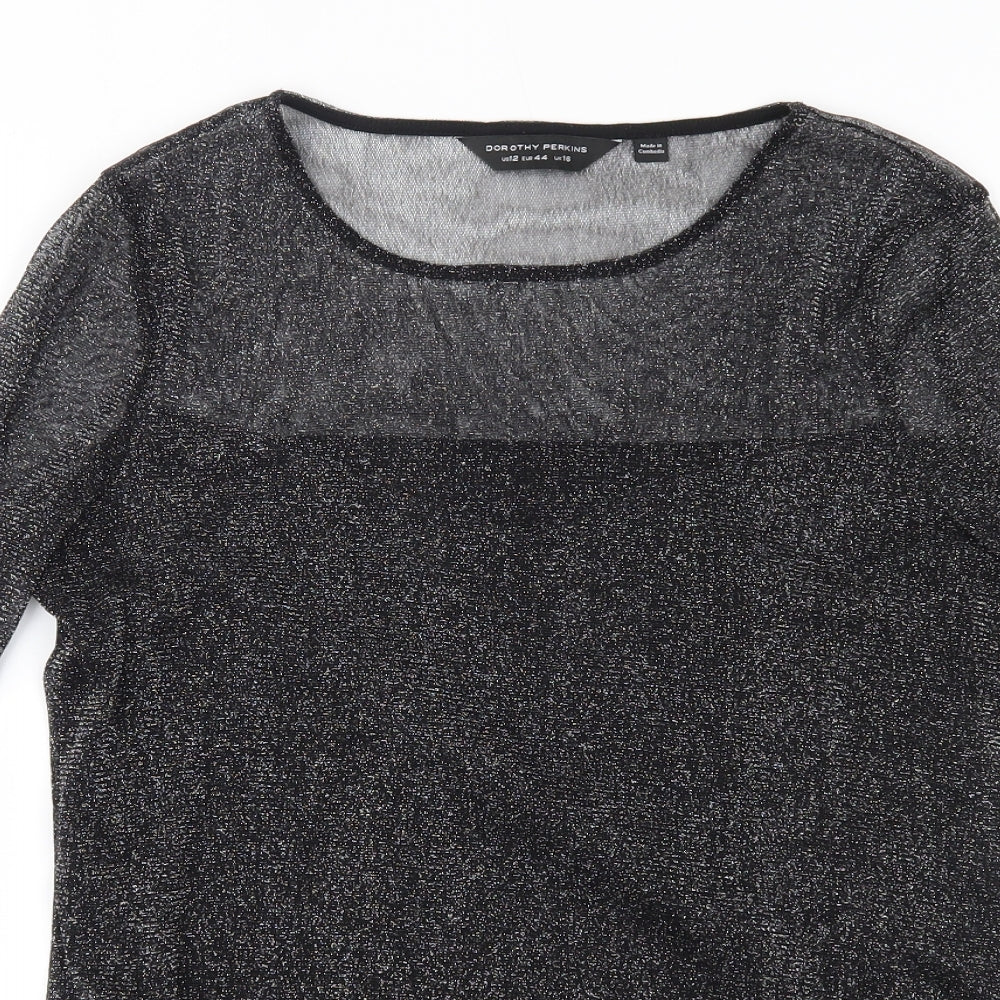 Dorothy Perkins Womens Black   Basic T-Shirt Size 16  - mesh top
