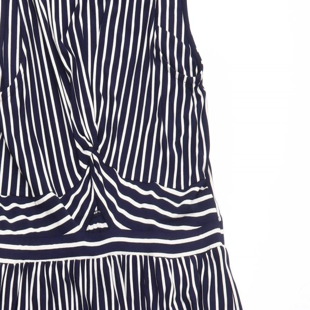 Warehouse Womens Blue Striped  A-Line  Size 16