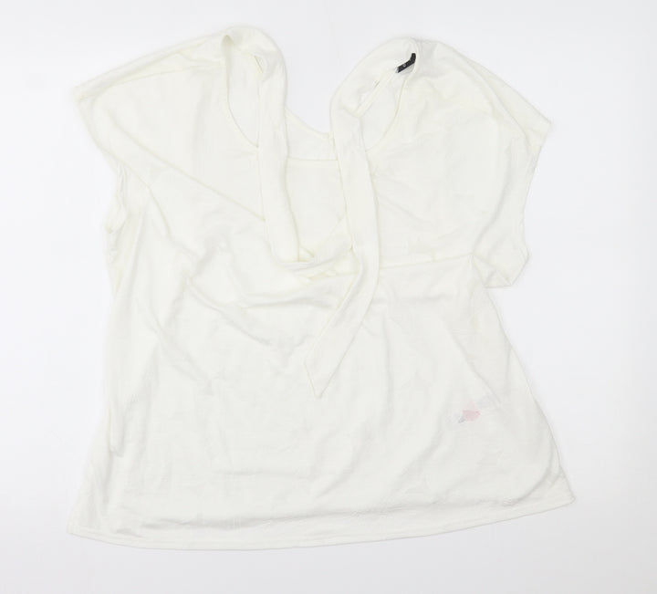 Dorothy Perkins Womens White   Basic Blouse Size 16  - ties on neck
