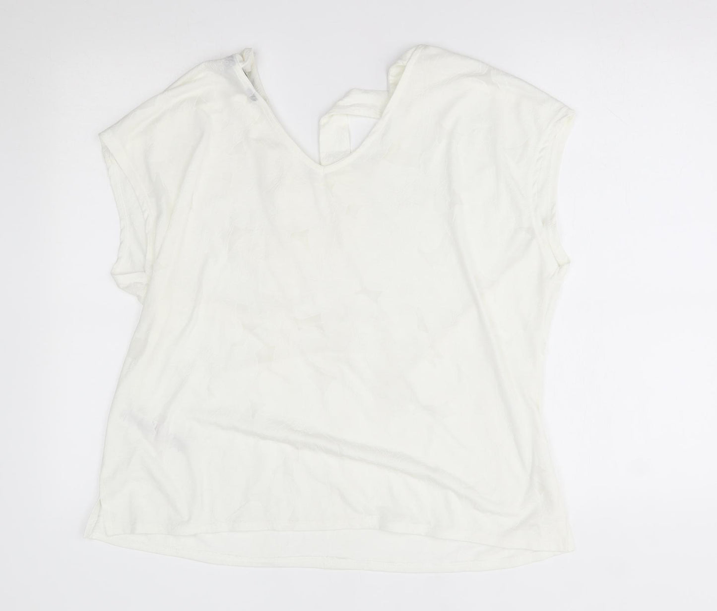 Dorothy Perkins Womens White   Basic Blouse Size 16  - ties on neck