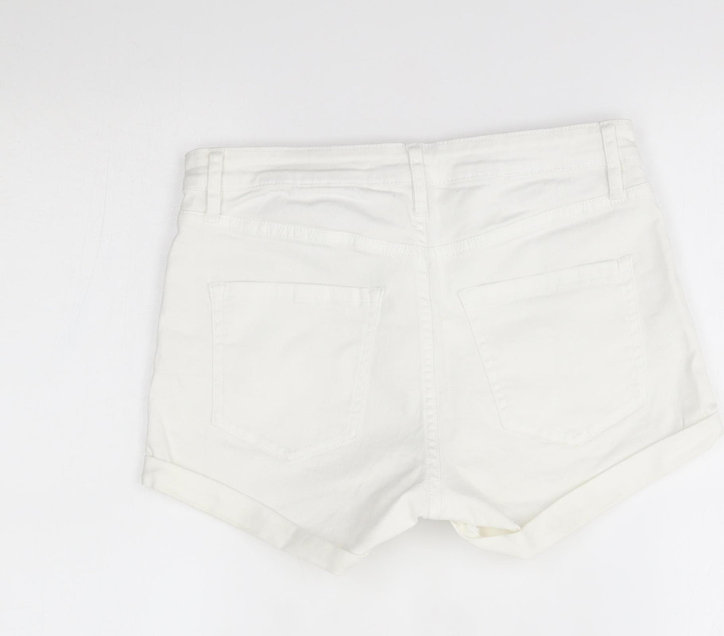 H&M Womens White   Hot Pants Shorts Size 8