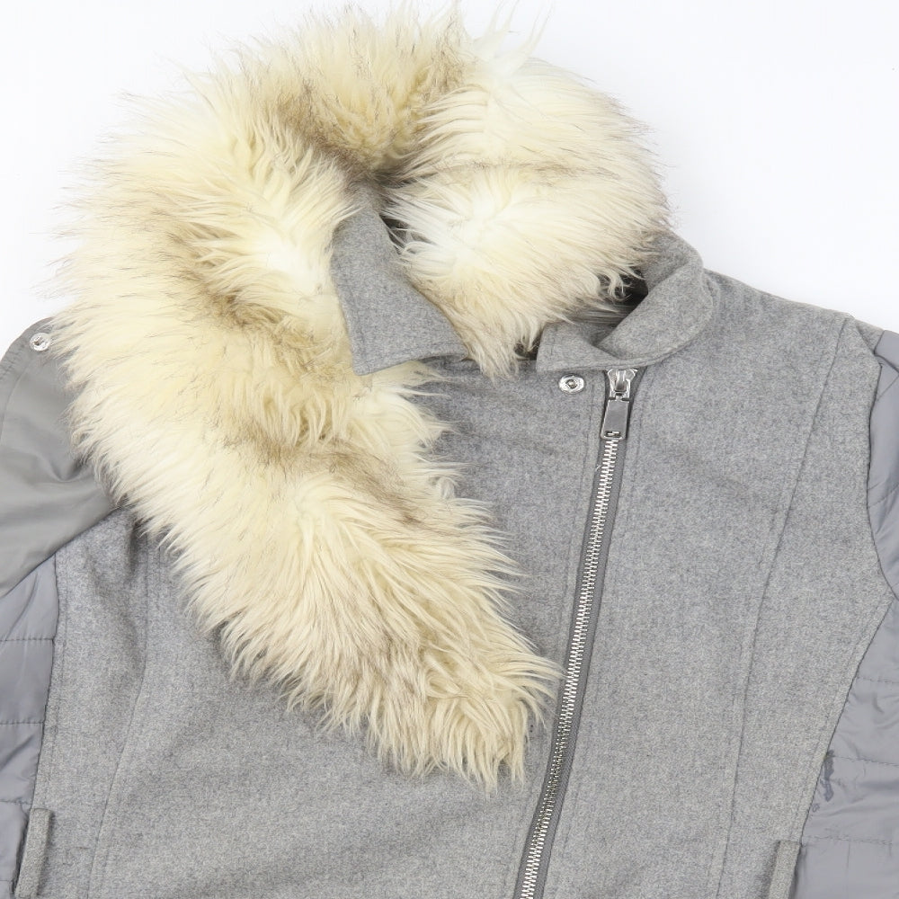 River Island Womens Grey   Biker Coat Size 22