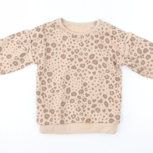 George Baby Beige Animal Print  Pullover Jumper Size 9-12 Months