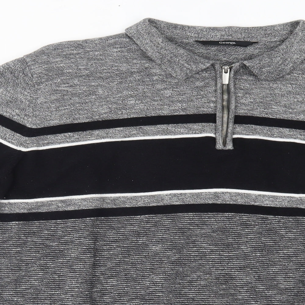 George Womens Grey Striped  Pullover Jumper Size XL