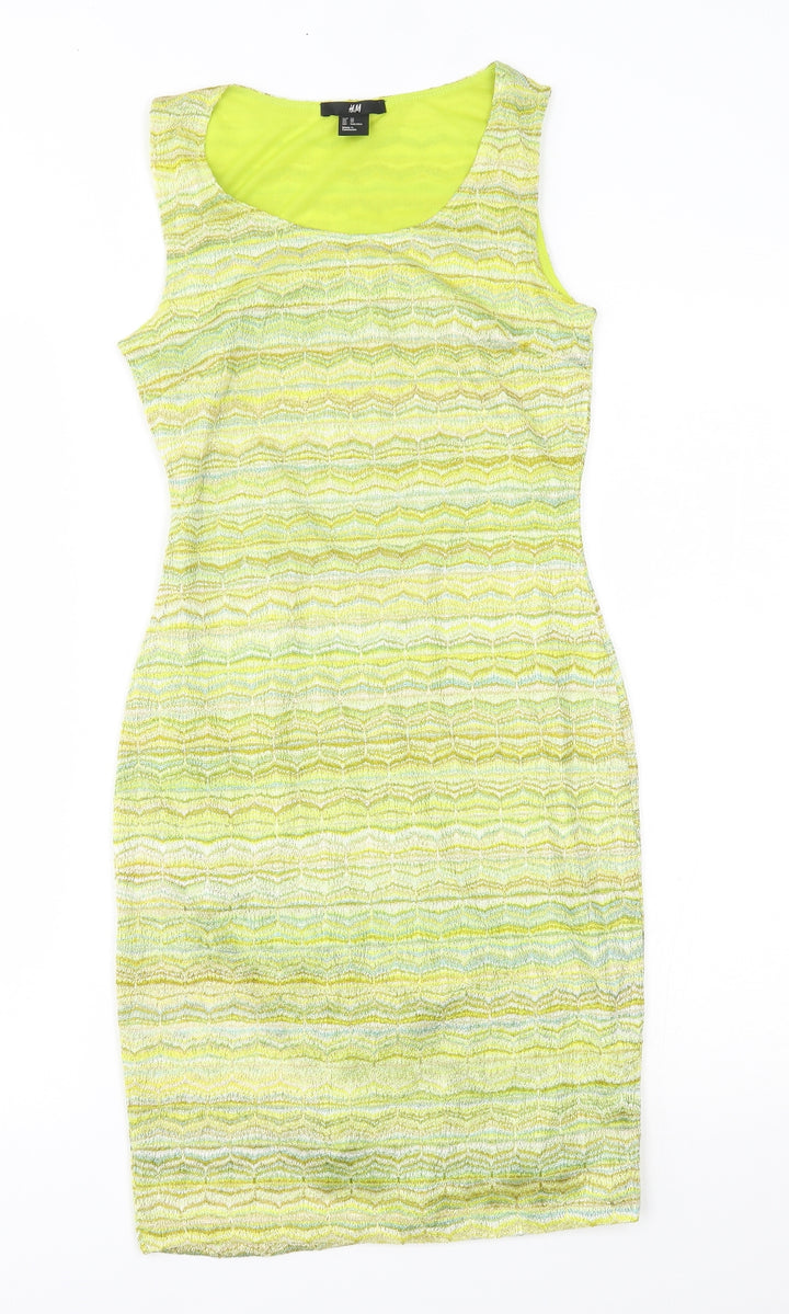 H&M Womens Green Striped  Sheath  Size XS