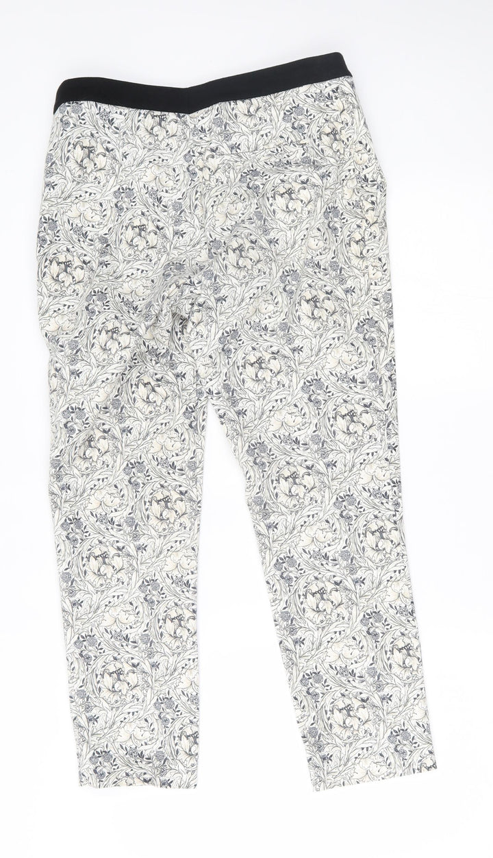 H&M Womens White Floral  Trousers  Size 31 in L25 in