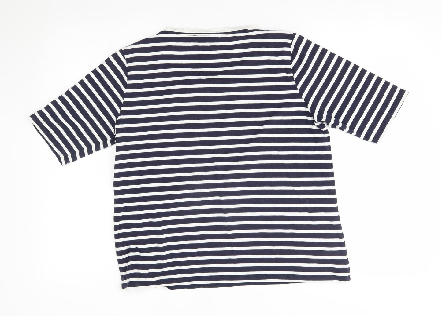 Autograph Womens Blue Striped  Basic T-Shirt Size 14