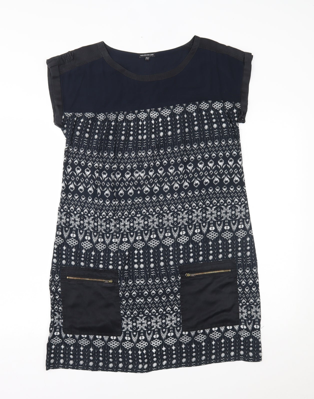 Warehouse Womens Grey Fair Isle  A-Line  Size 12