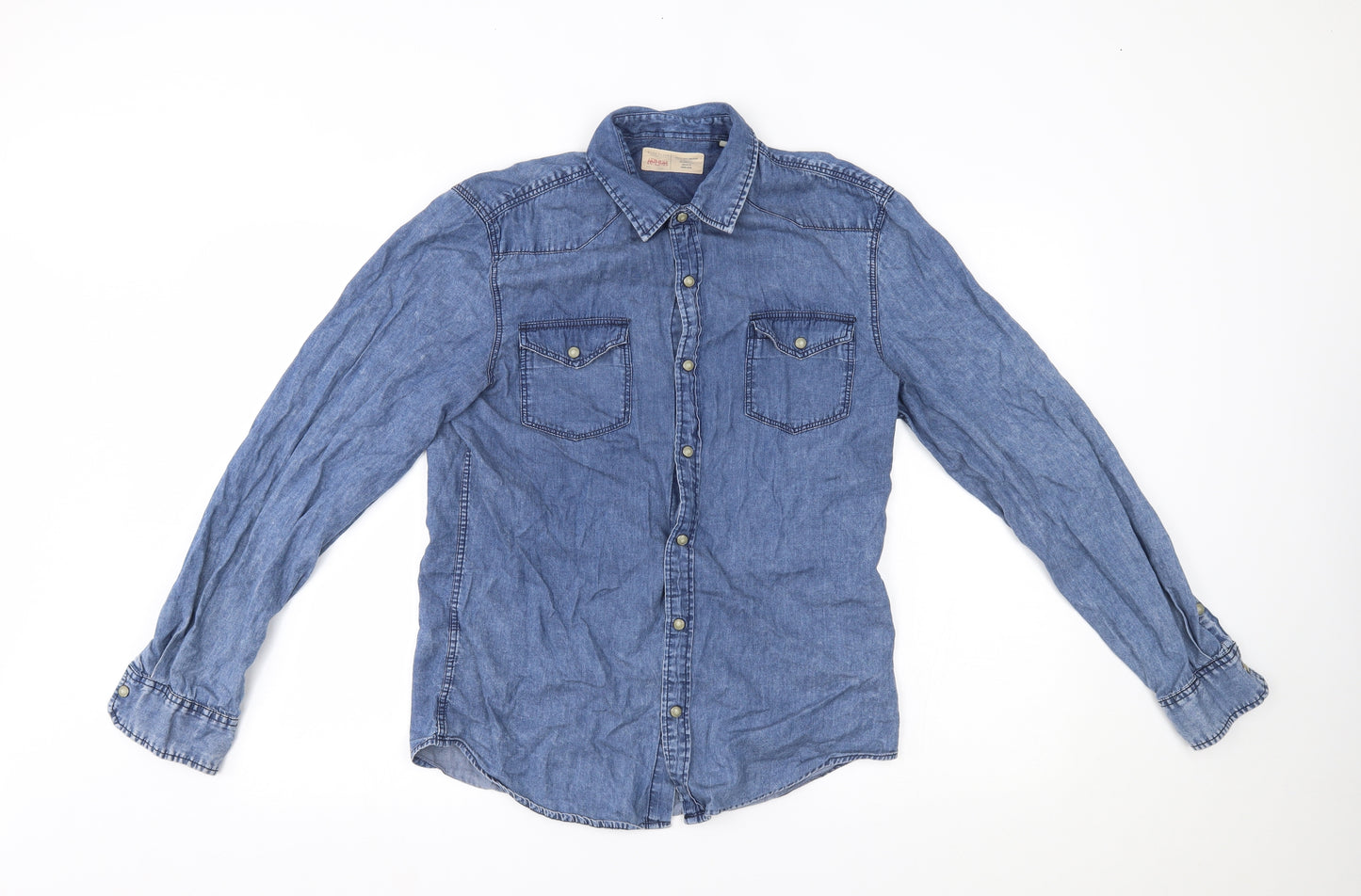 River Island Mens Blue    Button-Up Size M