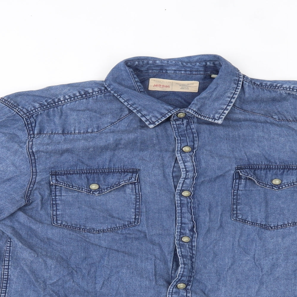 River Island Mens Blue    Button-Up Size M