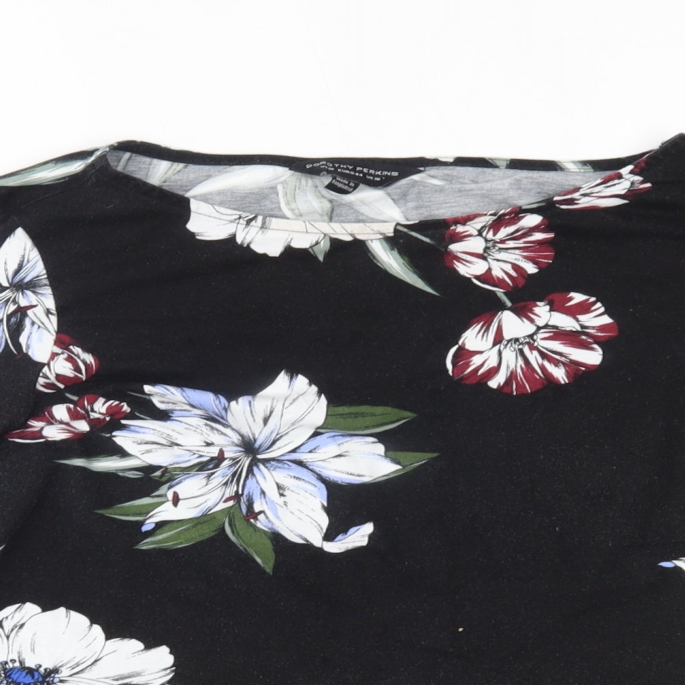 Dorothy Perkins Womens Black Floral  Basic Blouse Size 16