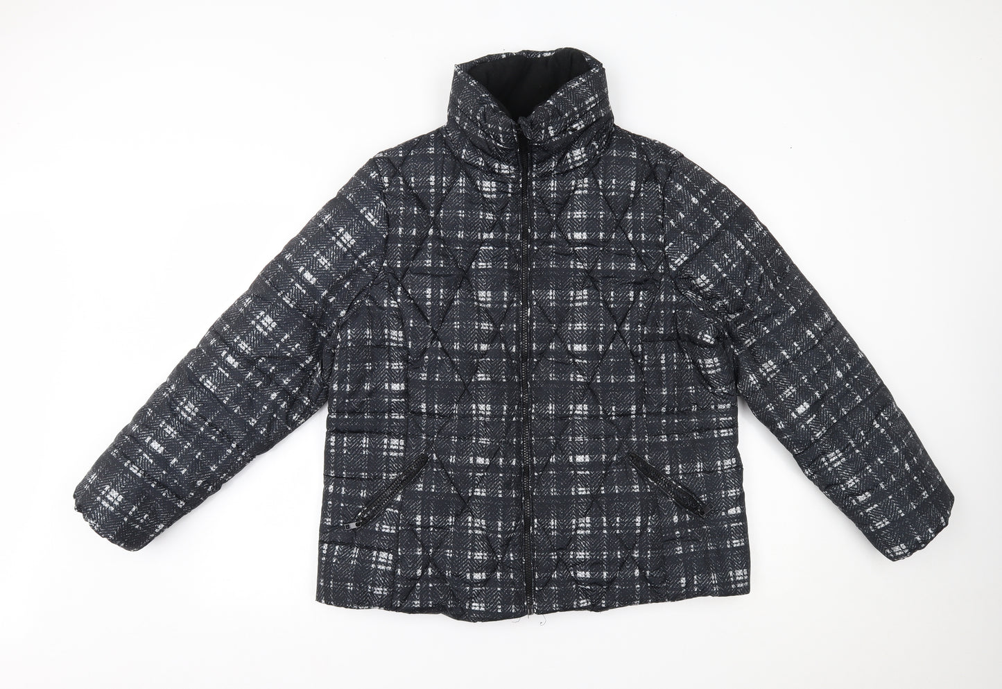 M&S Womens Black   Quilted Coat Size 16