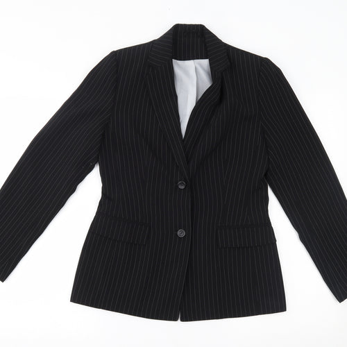 NLCollection Womens Black Striped  Jacket Blazer Size 10