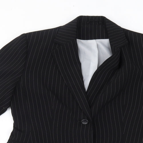 NLCollection Womens Black Striped  Jacket Blazer Size 10