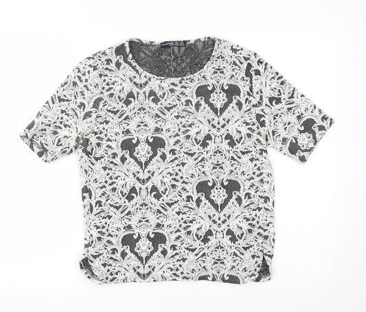 Front view of Atmosphere women’s white floral basic blouse, size UK 12