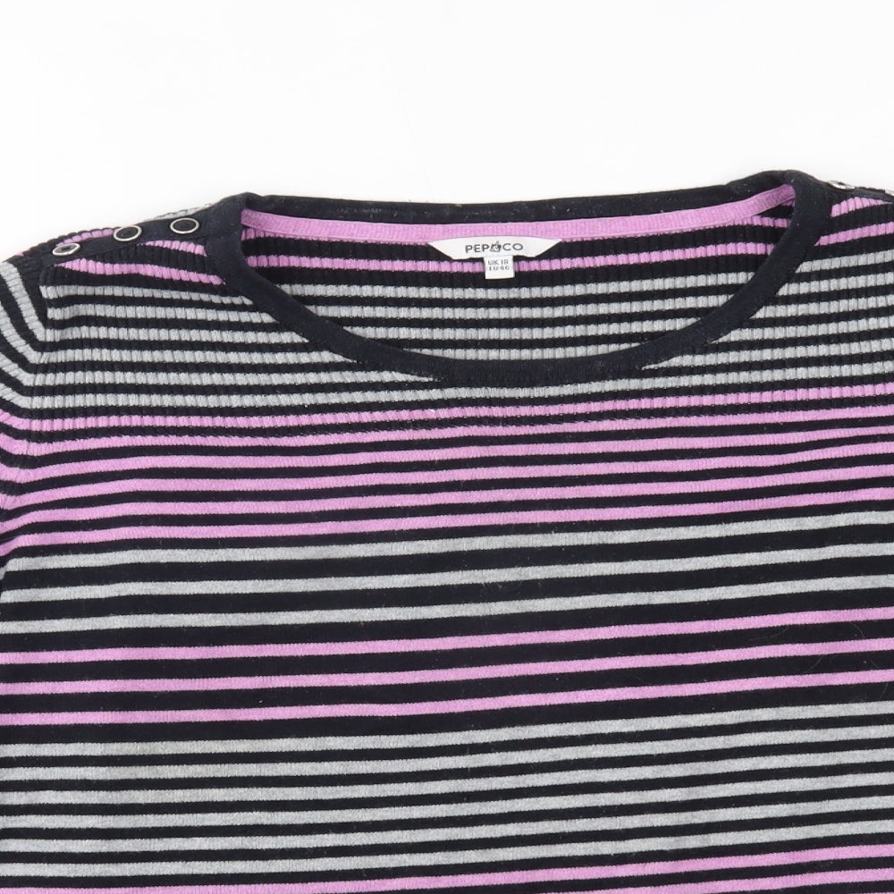 Pep&co Womens Pink Striped  Pullover Jumper Size 18