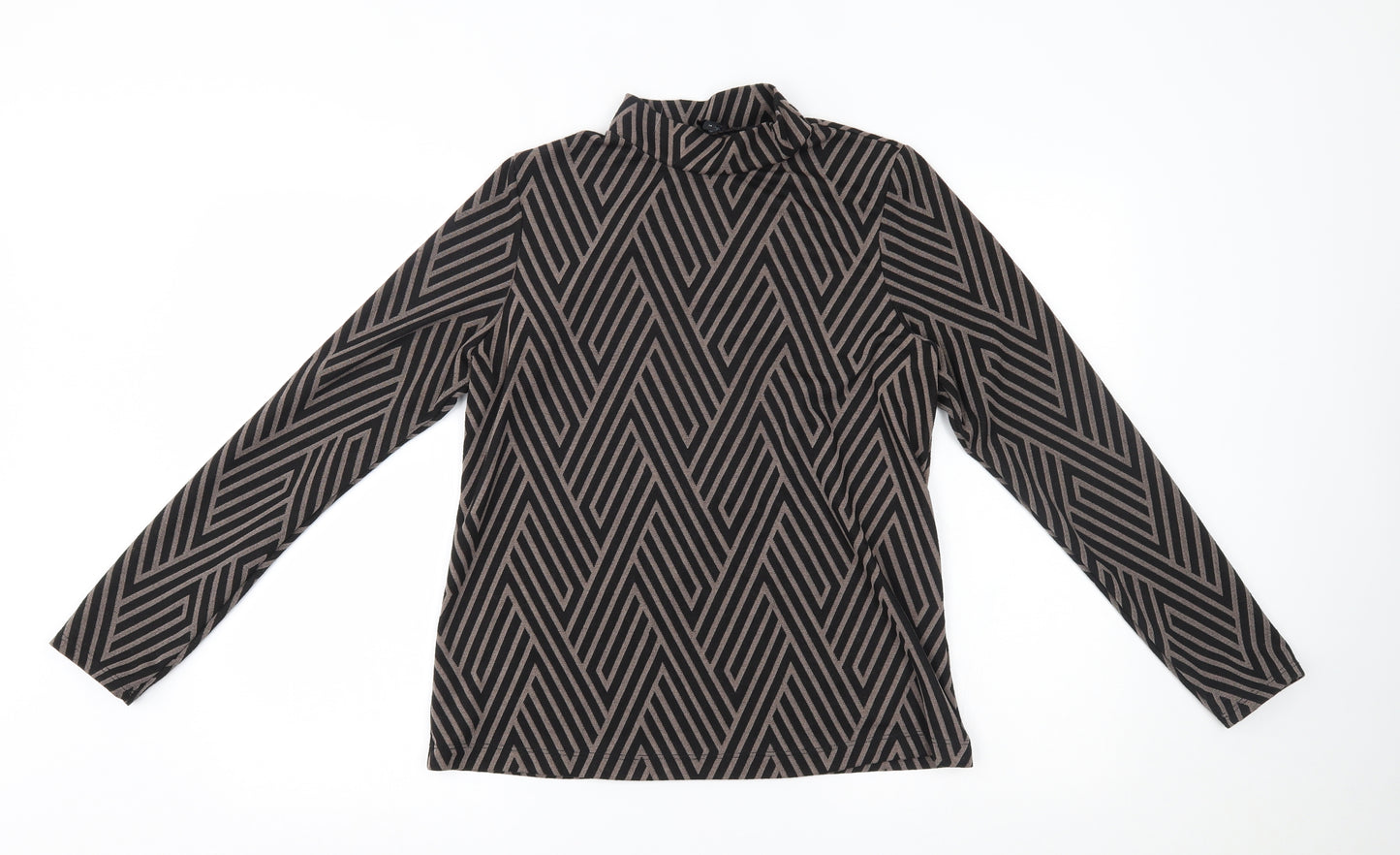 River Island Womens Brown Geometric  Basic T-Shirt Size 14